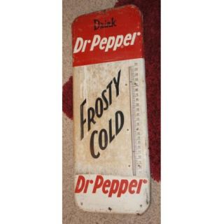 Genuine Vintage Drink Dr Pepper Thermometer Sign Frosty Cold Scarce