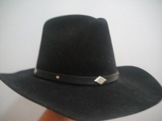 Eddy Bros Brothers Black Leather Cowboy Western Hat 7