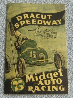 Ca. 1946 1947 Dracut Speedway Midget Auto Racing Program Race Car
