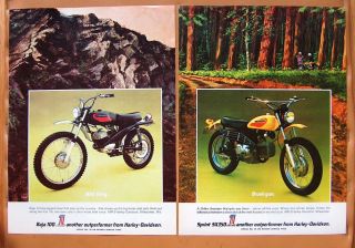 0092 Two Harley Davidson Ads circa 1972 Sprint SX350 Baja 100