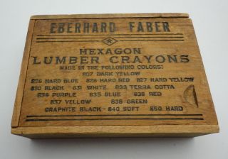 Antique Wood Hexagon Eberhard Faber Lumber Crayons Box Toung Groove