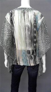 Faith Edie Coverup Ladies Womens XS Blouse Top Blue Floral Kimono