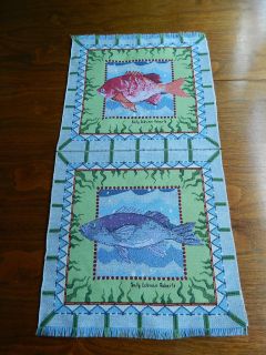 Fish Fishes Sally Eckman Roberts NEW Tapestry Fabric Material Pillow
