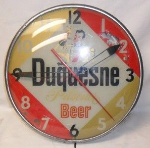 vintage 1957 duquesne pilsner beer pam clock search