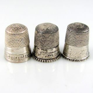 Lot of 3 Vintage SIMONS BROTHERS Sterling Silver Thimbles All Size 9