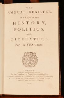 1795 Annual Register or A View of The History Politicks and Literature