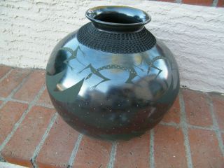  Ortiz Olla Black on Black Large Handmade Natural Clay Pottery