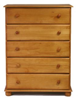  Pine 5 Drawer Chest Tall Dresser High Chest Storage Bureau New