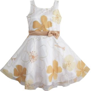 Kids Girls Dresses Champagne 3 Layers Party Wedding Child Clothes 4 5