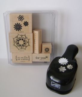 Stampin Up One of A Kind Boho Blossoms Rubber Stamp Set Matching Punch