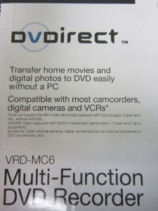 sony vrdmc6 dvdirect dvd recorder
