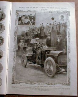  illustrated newspaper w Large Engraving of 1st WOMAN RACE CAR DRIVER