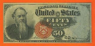 1869 75 50¢ Edwin M. Stanton Fractional  BEAUTIFUL