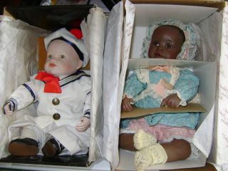 Two Edwin M Knowles Porcelain Baby Dolls by Yolanda Bello