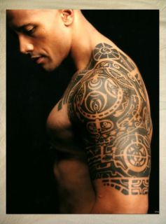 A710 Dwayne The Rock Johnson Profile Tattoo Poster