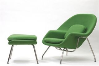Eero Saarinen Style Womb Chair and Ottoman Set Green Modern and New