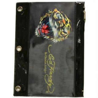 Ed Hardy Edie Tiger 3D Pencil Pouch Black