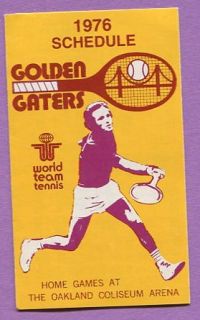 1976 Oakland Golden Gators World Team Tennis League Schedule K0395
