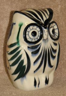 Vintage Mexican Folk Art Handpainted Talavera Owl Pottery Artist
