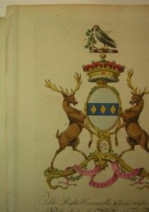 Edmondson Coat of Arms Engraving Feilding Dates to 1764