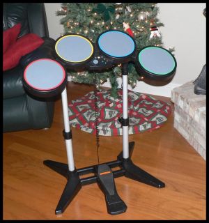  XBOX 360 WIRED DRUMS   ROCK BAND DRUM SET 4 DRUMS w/ BASS DRUM PEDAL