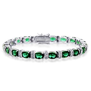 00 Carat Green Quartz and White Sapphire Bracelet in Sterling Silver