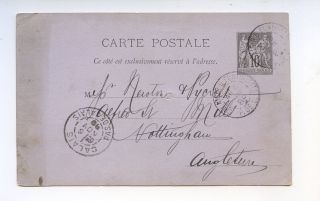  1889 Postcard Postal Stationery sent from Calais to Nottingham