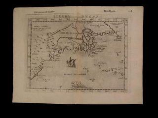America East Coast 1599 Ruscelli Tierra Nueva Map w SHIP