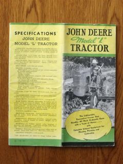 Original John Deere L Advertising Brochure 6 38 Very Nice Condition