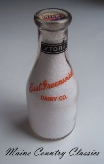 Vintage Pyro Quart Milk Bottle East Greenwich RI Dairy