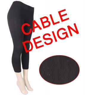 Womens Capri Pant Style Leggings Black with Design 15