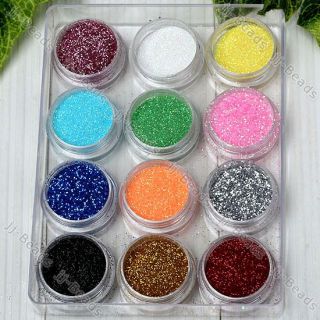 12 Color Glitter Powder Dust Nail Art Tips Decoration