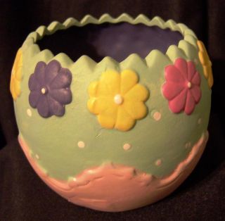 Easter Hand Painted Porcelain Egg Pot Candleholder New Flower Planter