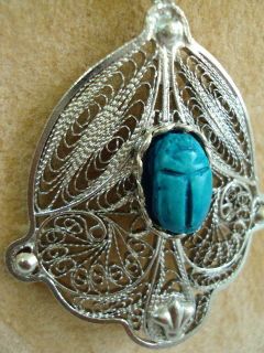 scarab necklace egyptian tribal filigree handmade