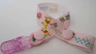 Baby Dummy Clip Pink Winnie The Pooh Pacifier Strap MAM Ring Available
