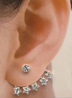  1pair 2pcs of Earring Cuff Crystal Stud Wraps Earrings Pins