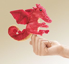 FOLKMANIS PUPPETS~ RED DRAGON~ Finger Puppet ~FREE SHIP