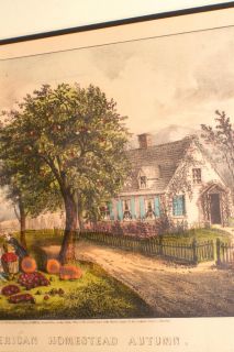 Currier and Ives Original Lithograph   American Homestead Autumn