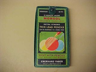 Vintage Eberhard Faber Mongol Colored Pencil Set 12 Pencils w Box Nice