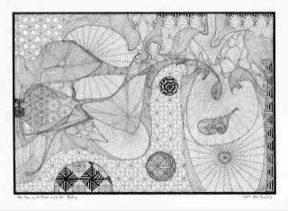 Sun Moon Her Belly Original Surreal Drawing KW Eccles