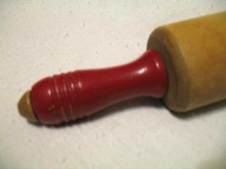 Vtg Old Red Handled Rolling Pin 18Long 7 Around Nice