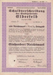 1928 Germany City of Elberfeld Wuppertal Gold Bond