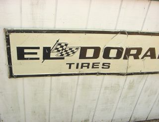 1950s Vintage El Dorado Tires Checkered Flag Old Gas Station Tin Sign