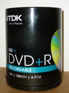 new tdk dvd r 100 pack spindle 16x 120 minutes 4 7gb