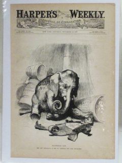 Antique Harpers Man Elephant Circus Illustration Cover