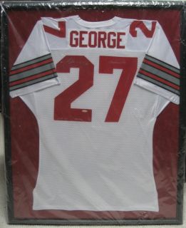 Eddie George autographed framed Ohio State Jersey 11 27 Oilers Titans