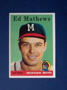  view supersize image up for auction is a 1958 topps eddie mathews 440