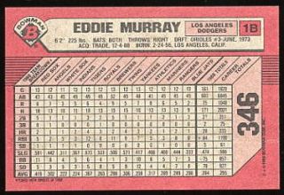 1989 bowman eddie murray blank front error card