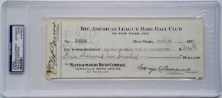 Ed Barrow George Ruppert Signed 1927 Yankees Check PSA
