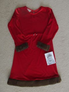 Bebemonde Holiday Red Velour Mink Dress 6X